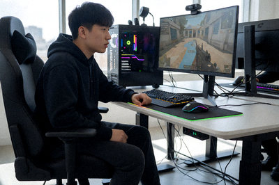 CSGO职业比赛中选手进行战术布置与沟通的场景，展现FPS电竞的策略深度